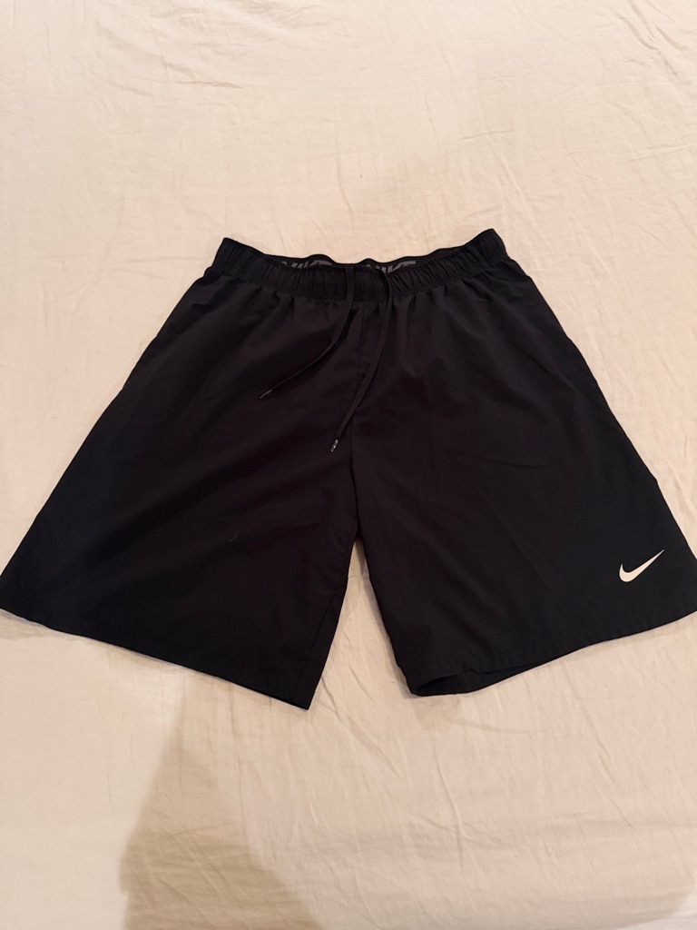 Nike Men’s Black Athletic Shorts With White Swoosh Dri-Fit